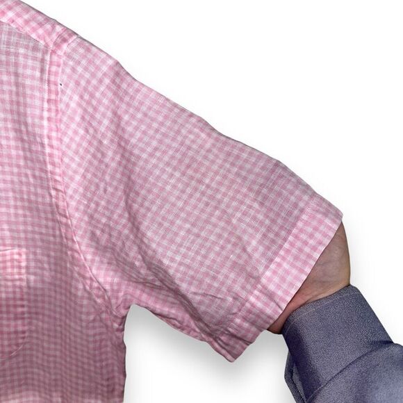 Brooks Brothers Pink 100% Baird Mcnutt Linen S/S Button Down - Picture 6 of 9